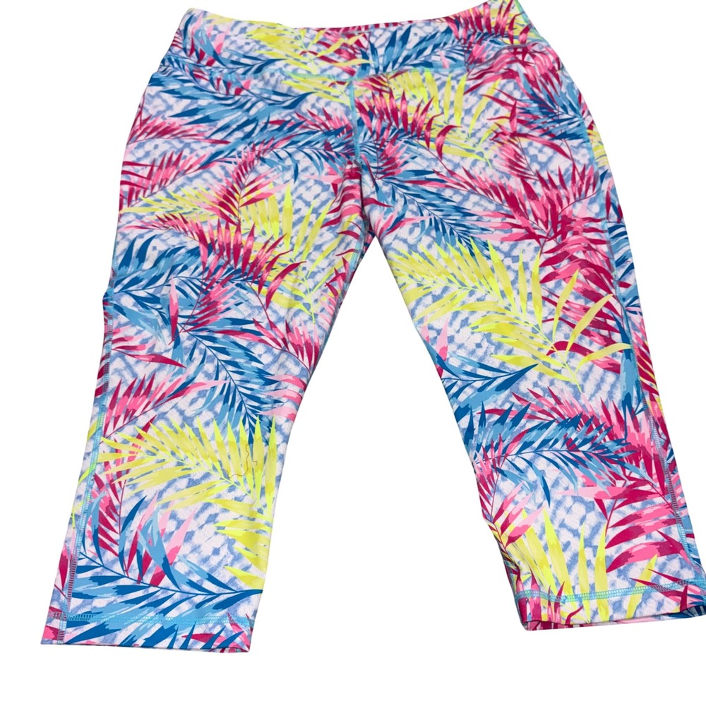 Tropical Capri Leggings Activewear Yoga Womens 3X Multicolor Zelos